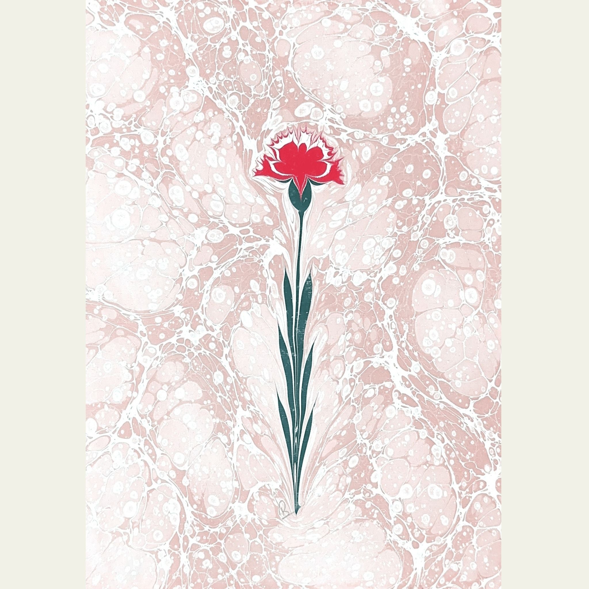 Açık Kırmızı Desenli Kırmızı Karanfil