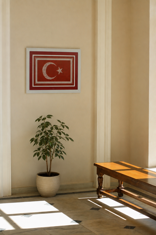 Besmele ve Şehit Ayeti İşlemeli Türk Bayrağı 2