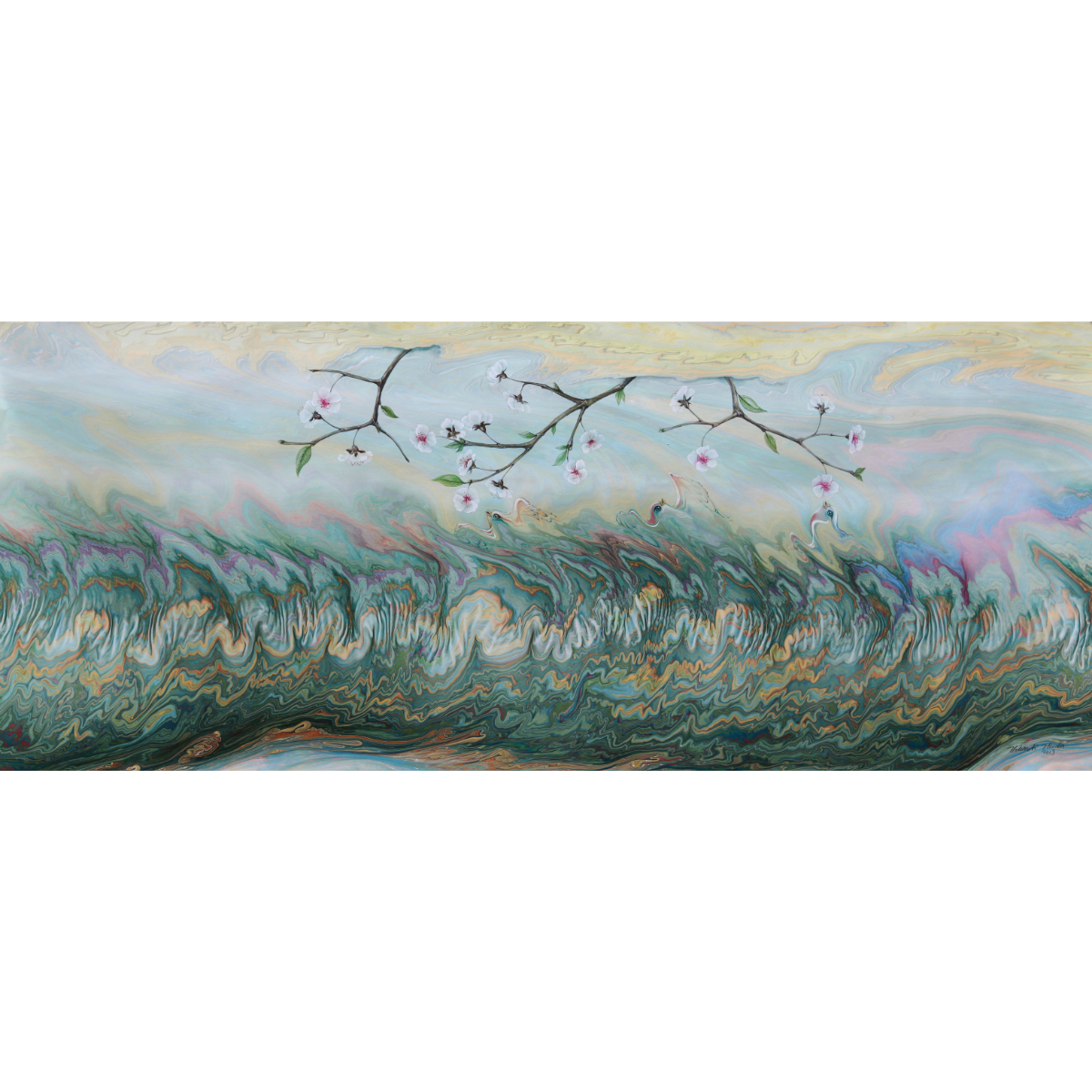 Ebru - Resim - Bahar Dalı