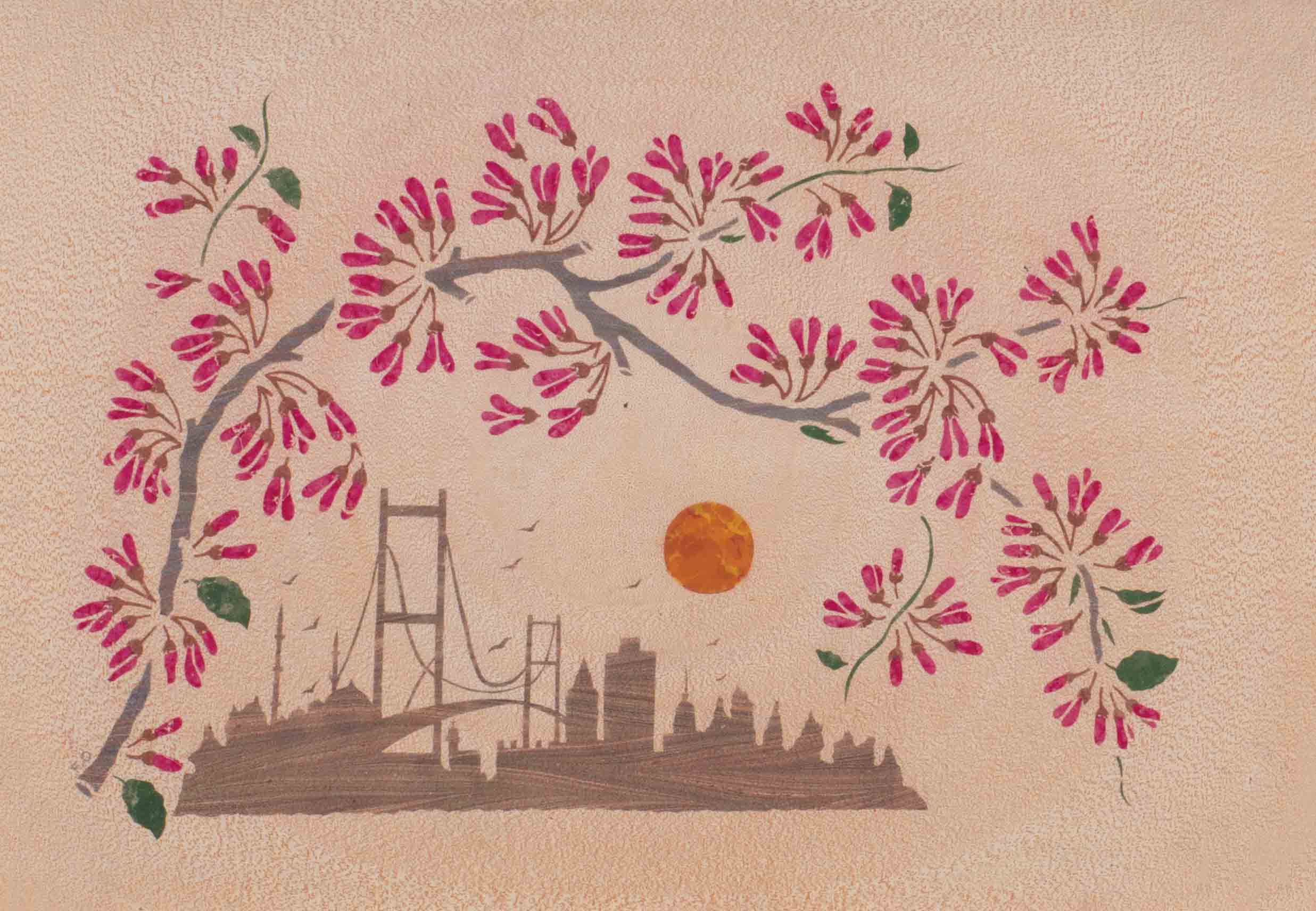 Akkâse Ebru - İstanbul Silueti ve Erguvan