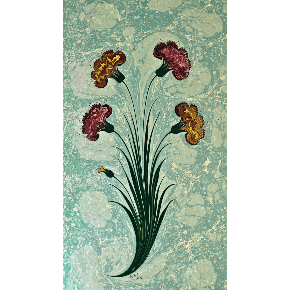 Ebru - Mahmut Peşteli  • Karanfil Ebrusu • 35 x 50 cm
